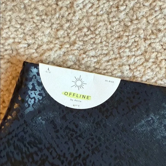 Aerie black reptile snake leggings high rise offline pants size large pull on - Picture 6 of 6